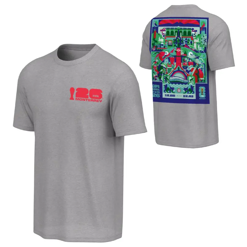 Australia National Team Store – 2026 World Cup Monterrey Poster Grey T-Shirt [ESP] – Unisex Football Gear Selection