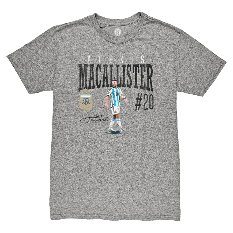 Australia National Team Store – Alexis Mac Allister Argentina National Team 1863FC Snapshot Tri-Blend T-Shirt – Heather Gray Football Gear Selection