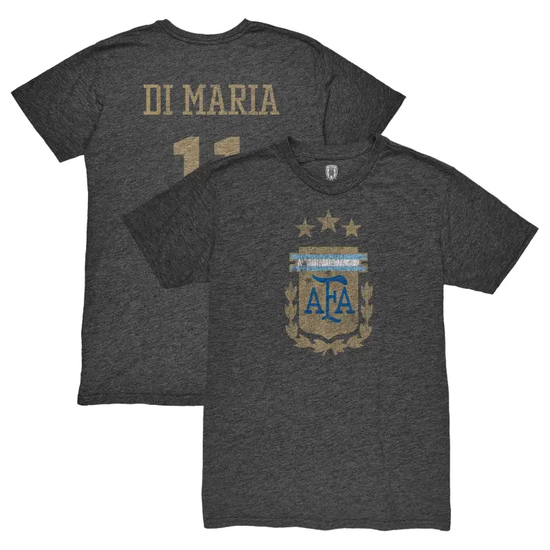 Australia National Team Store – Angel Di Maria Argentina National Team 1863FC Retro Player Tri-Blend T-Shirt – Black Football Gear Selection