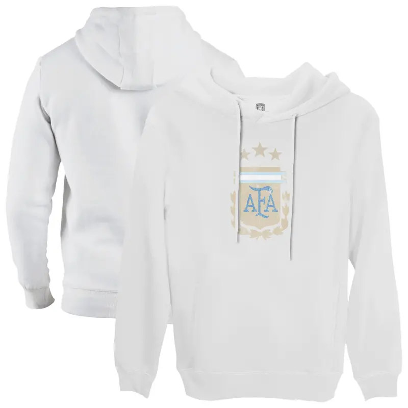 Australia National Team Store – Argentina National Team 1863FC Color Badge Fleece Pullover Hoodie – White Football Gear Selection