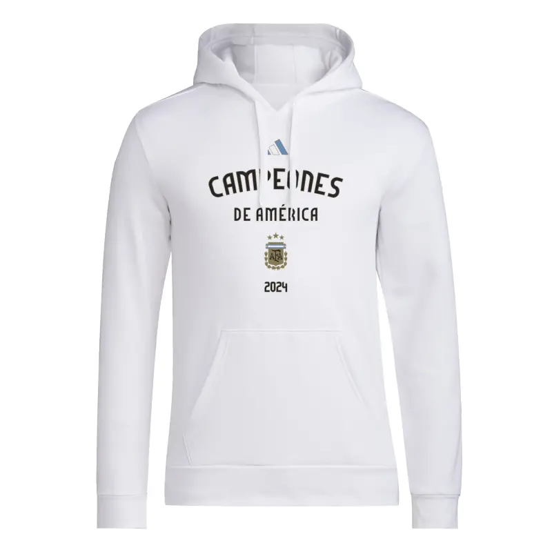 Australia National Team Store – Argentina National Team Adidas 2024 Copa America Champions Pullover Hoodie – White Football Gear Selection