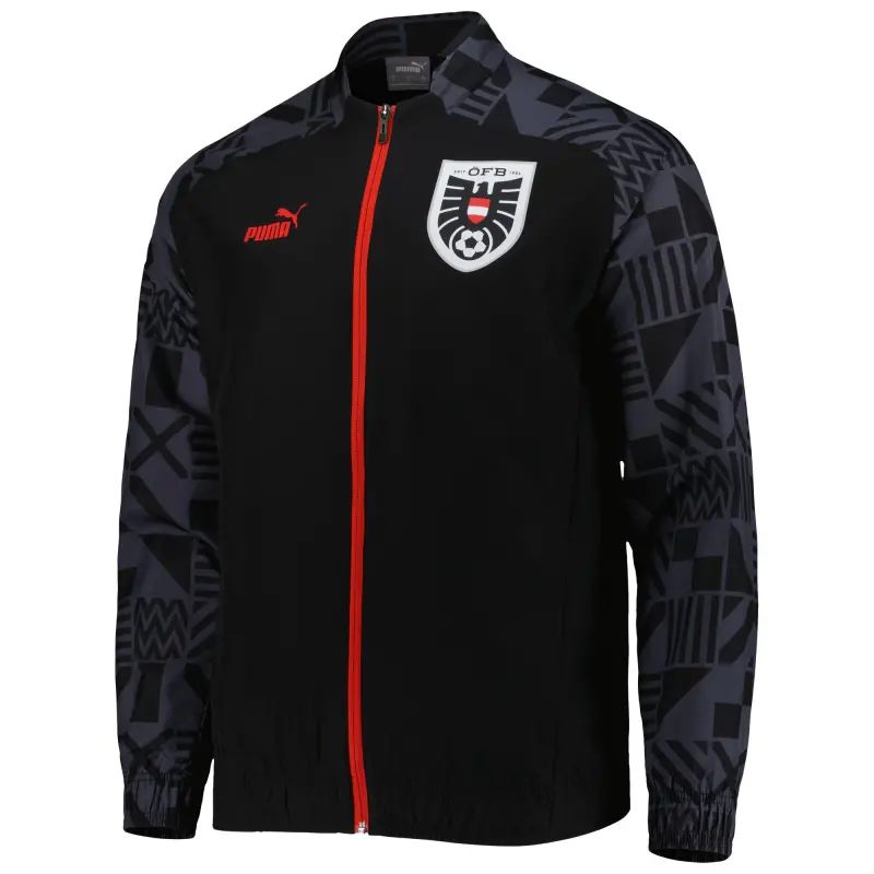 Australia National Team Store – Austria National Team Puma Pre-Match Raglan Full-Zip Training Jacket – Black Football Gear Selection