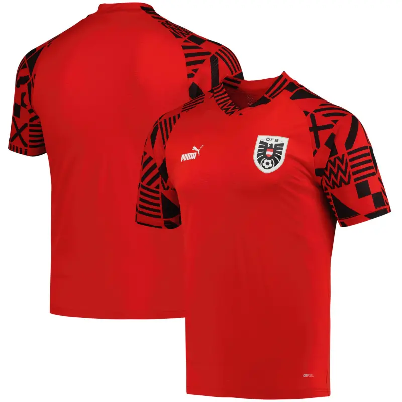 Australia National Team Store – Austria National Team Puma Pre-Match V-Neck Top – Red Football Gear Selection