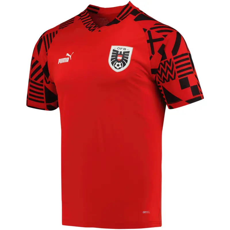 Australia National Team Store – Austria National Team Puma Pre-Match V-Neck Top – Red Football Gear Selection