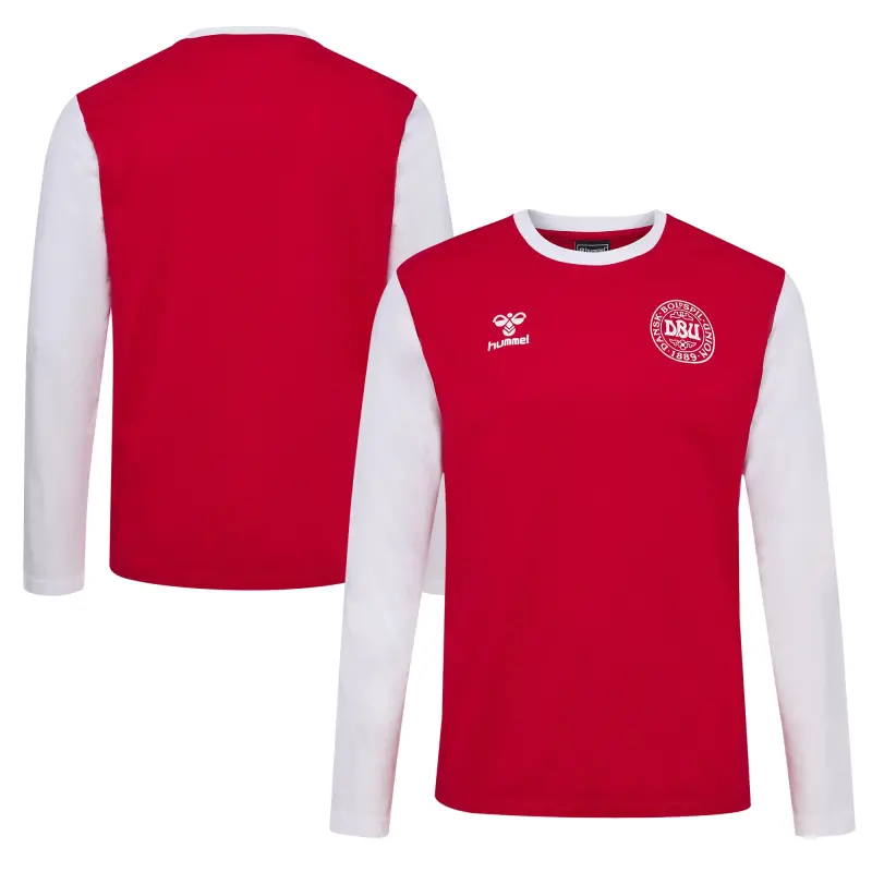 Australia National Team Store – Denmark National Team Block Long Sleeve T-Shirt – Red Football Gear Selection