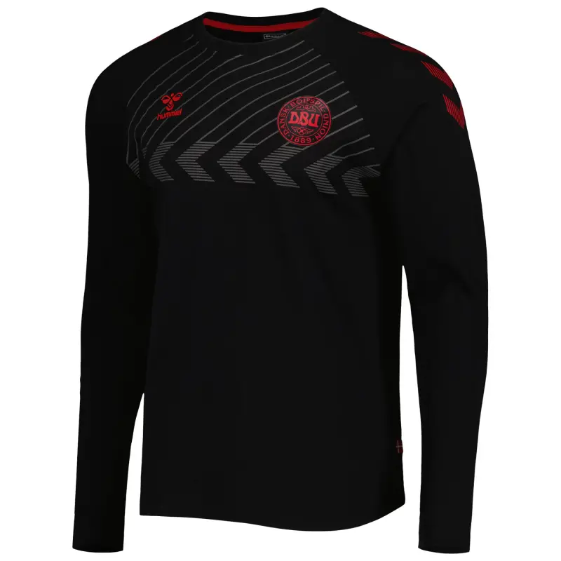 Australia National Team Store – Denmark National Team Fan Raglan Long Sleeve T-Shirt – Black Football Gear Selection