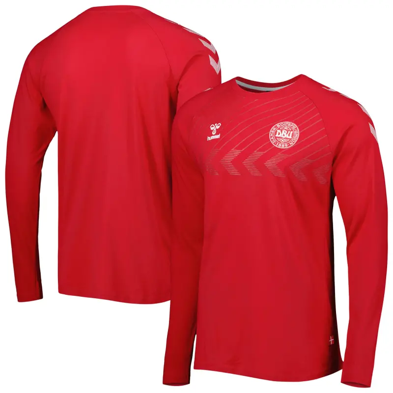 Australia National Team Store – Denmark National Team Fan Raglan Long Sleeve T-Shirt – Red Football Gear Selection