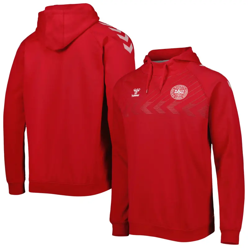 Australia National Team Store – Denmark National Team Fan Raglan Pullover Hoodie – Red Football Gear Selection