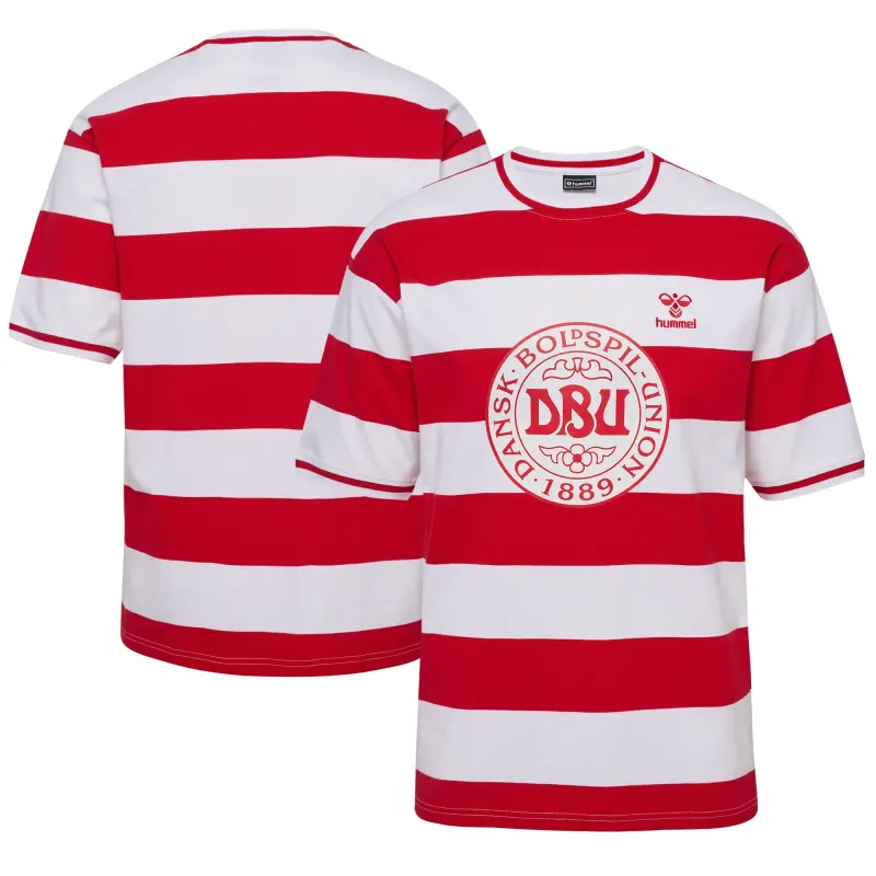 Australia National Team Store – Denmark National Team Striped T-Shirt – Red Football Gear Selection