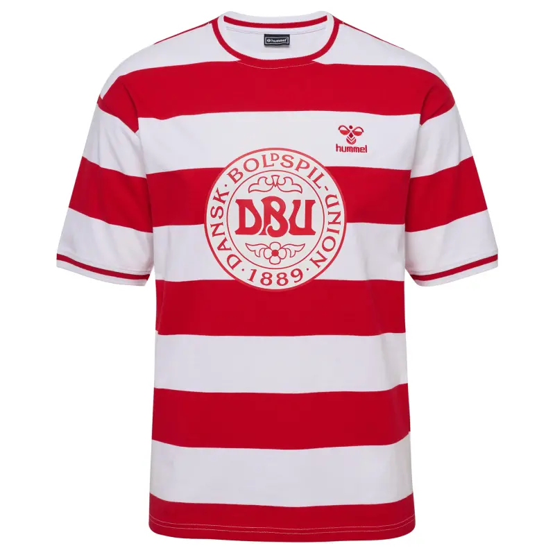 Australia National Team Store – Denmark National Team Striped T-Shirt – Red Football Gear Selection