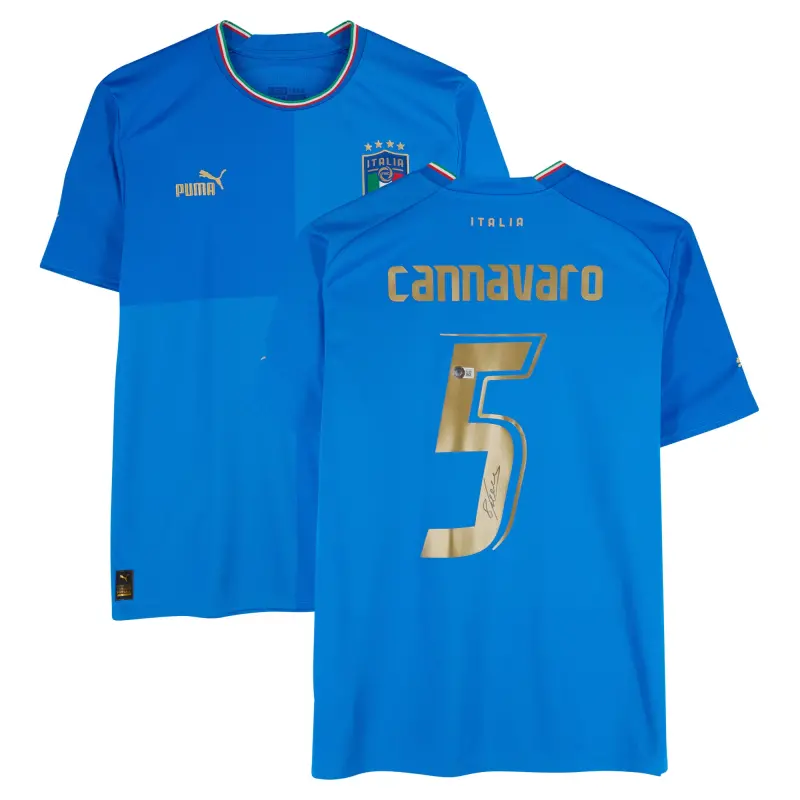 Australia National Team Store – Fabio Cannavaro Italy National Team Autographed Fanatics Authentic 2022-23 Blue Home Puma Jersey – BAS Football Gear Selection