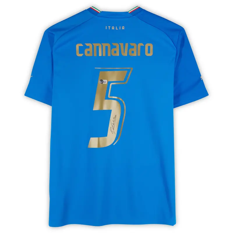 Australia National Team Store – Fabio Cannavaro Italy National Team Autographed Fanatics Authentic 2022-23 Blue Home Puma Jersey – BAS Football Gear Selection