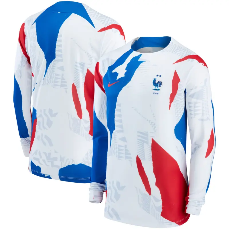 Australia National Team Store – France National Team Nike Pre-Match Long Sleeve Top – White Football Gear Selection