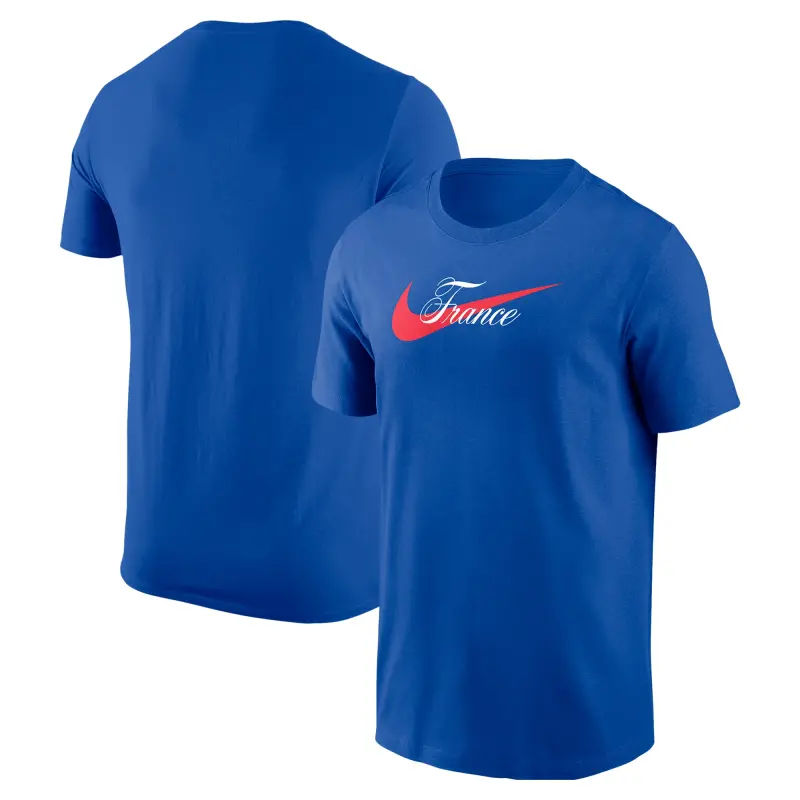 Australia National Team Store – France National Team Nike Team Wordmark Swoosh Core T-Shirt – Royal Football Gear Selection