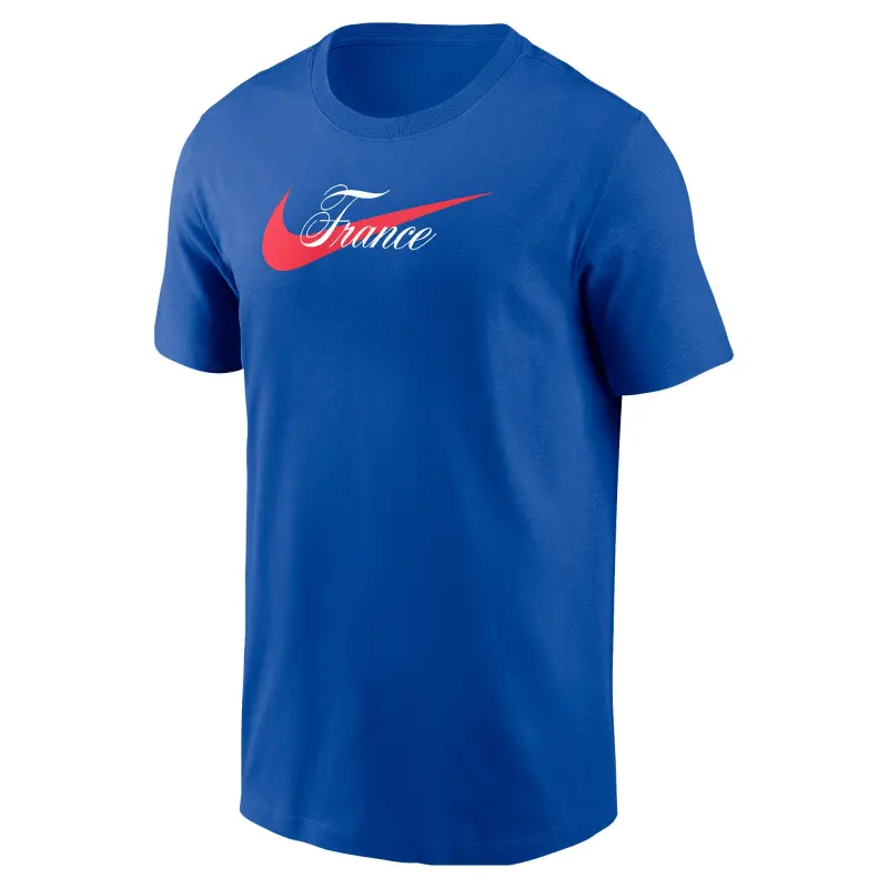 Australia National Team Store – France National Team Nike Team Wordmark Swoosh Core T-Shirt – Royal Football Gear Selection