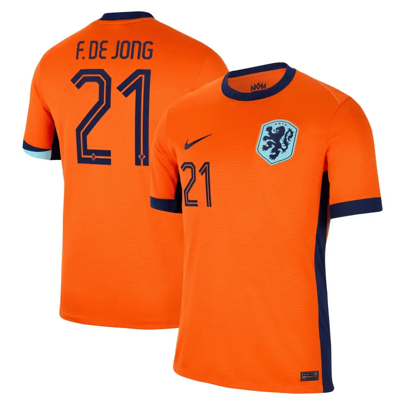 Australia National Team Store – Frenkie de Jong Netherlands National Team Nike 2024 Home Replica Jersey – Orange Football Gear Selection