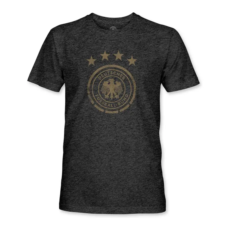 Australia National Team Store – Germany National Team 1863FC Mono Badge Vintage Tri-Blend T-Shirt – Heather Black Football Gear Selection