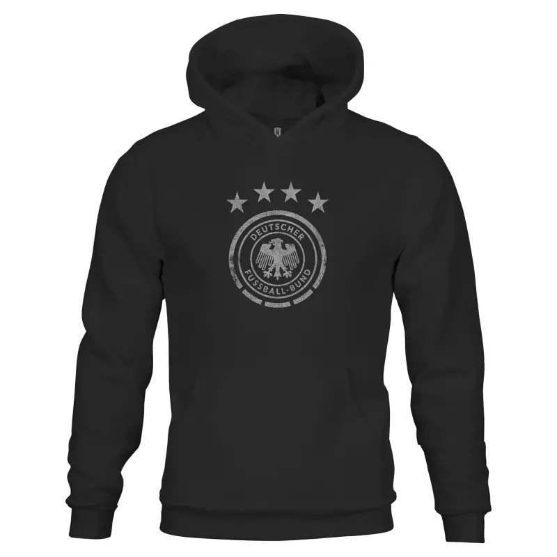 Australia National Team Store – Germany National Team 1863FC Youth Mono Badge Fleece Pullover Hoodie – Black Football Gear Selection