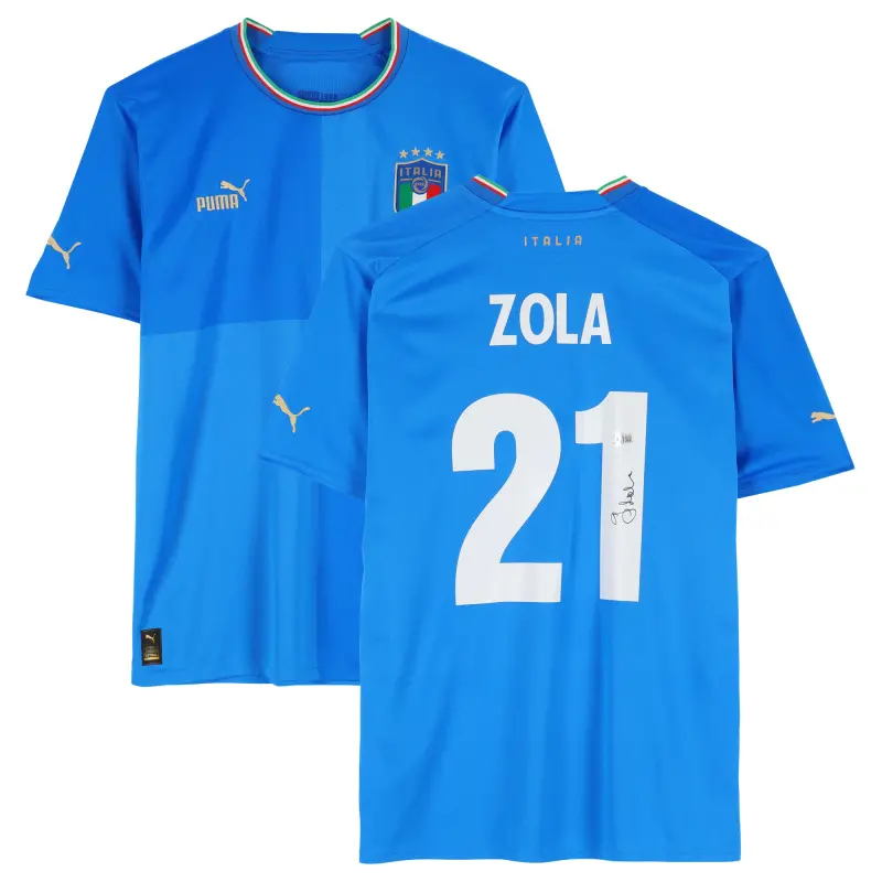 Australia National Team Store – Gianfranco Zola Italy National Team Autographed Fanatics Authentic 2022-23 Blue Home Puma Jersey – BAS Football Gear Selection