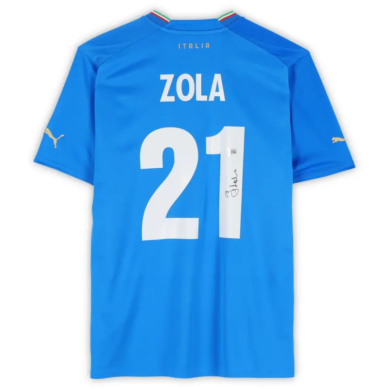 Australia National Team Store – Gianfranco Zola Italy National Team Autographed Fanatics Authentic 2022-23 Blue Home Puma Jersey – BAS Football Gear Selection
