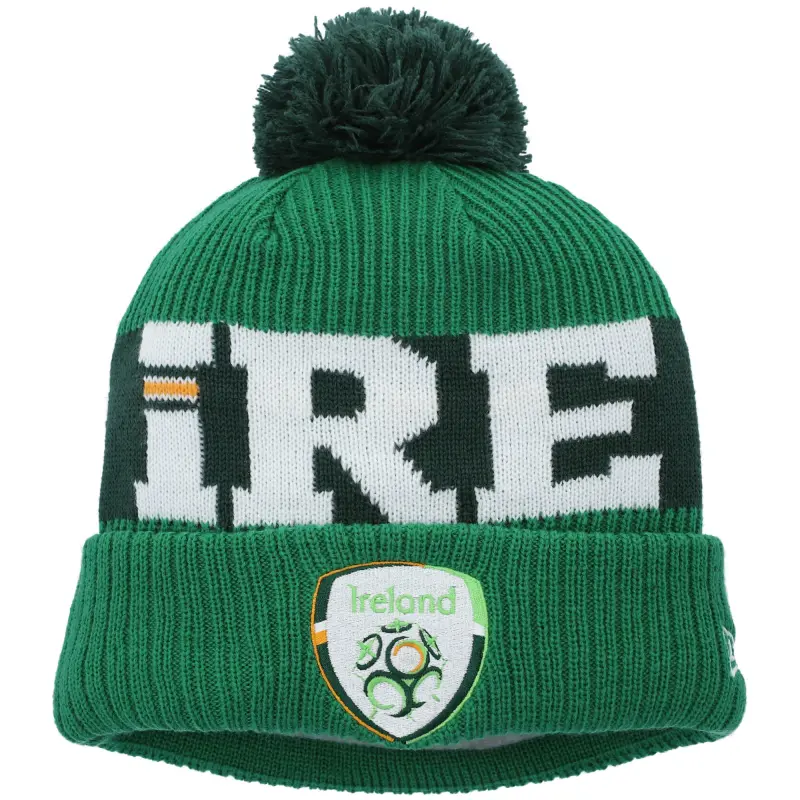 Australia National Team Store – Ireland National Team New Era Essential Bob Cuffed Knit Hat – Green Football Gear Selection