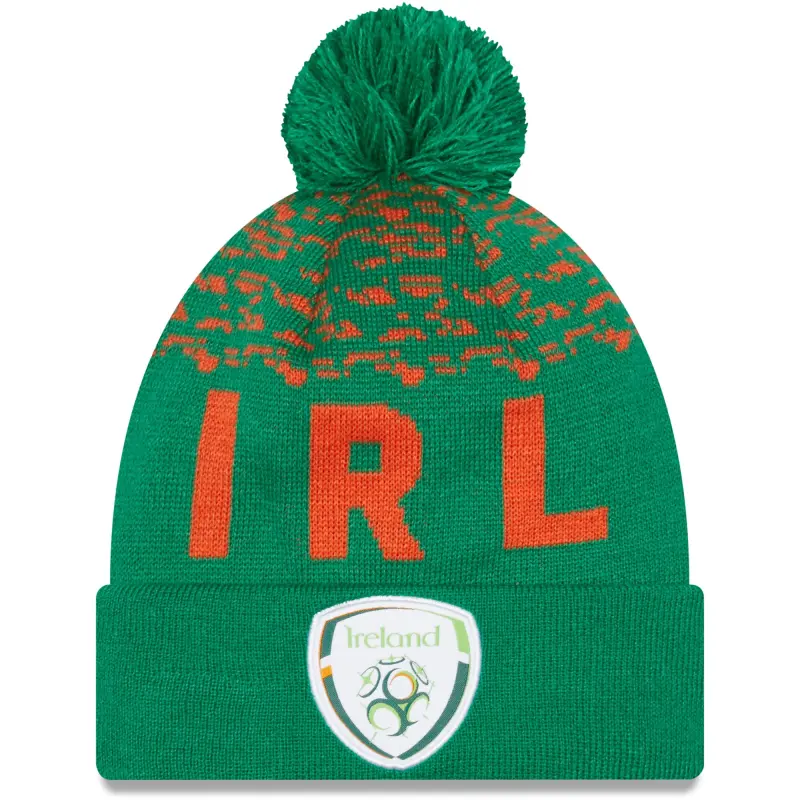 Australia National Team Store – Ireland National Team New Era Marl Cuffed Knit Hat with Pom – Green Football Gear Selection