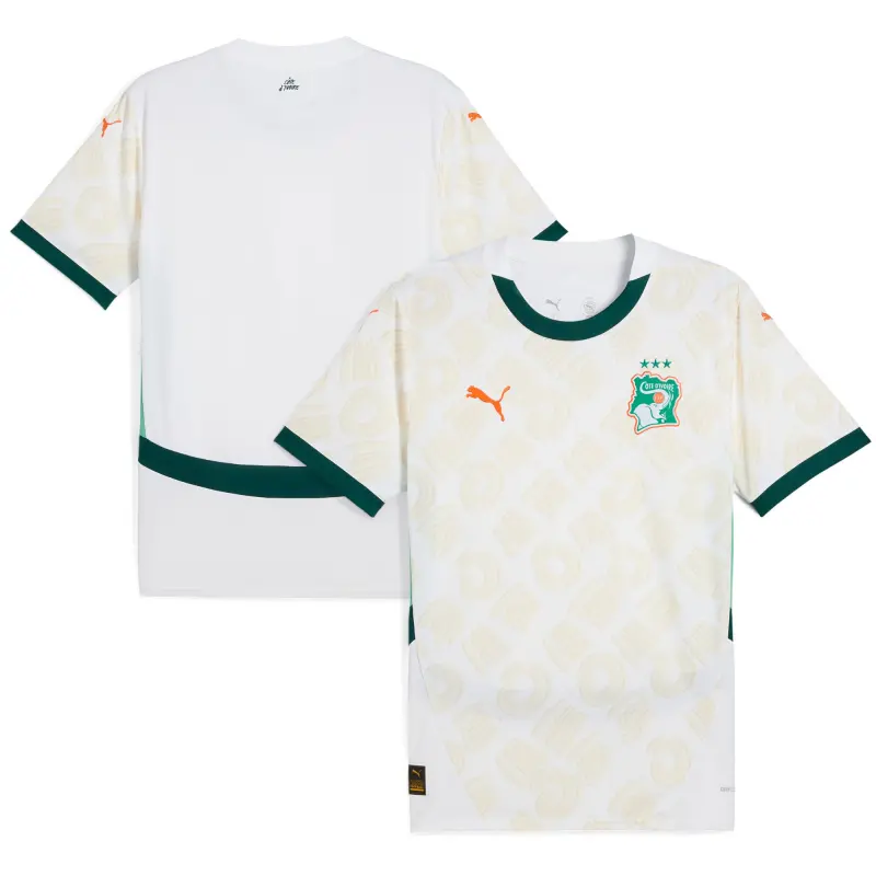 Australia National Team Store – Ivory Coast National Team Puma 2025 Away Replica Jersey – White Football Gear Selection