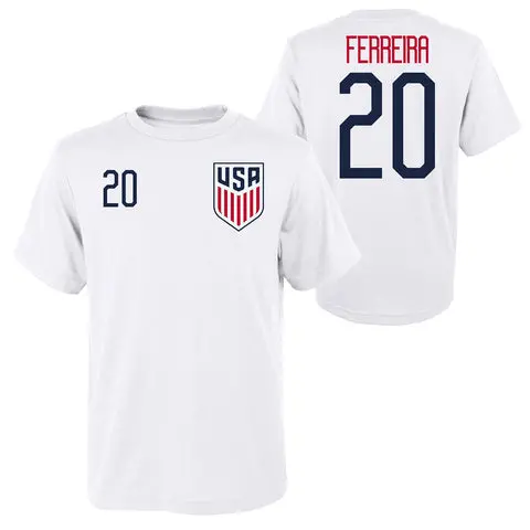 Australia National Team Store – Jesus Ferreira USNMT White T-Shirt – Youth Football Gear Selection