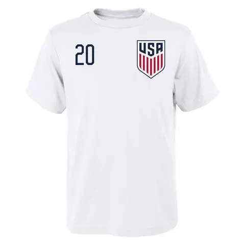 Australia National Team Store – Jesus Ferreira USNMT White T-Shirt – Youth Football Gear Selection