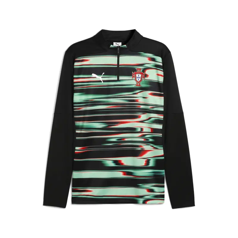 Australia National Team Store – Portugal National Team Puma 2025 Pre-Match Quarter-Zip Top – Black Football Gear Selection