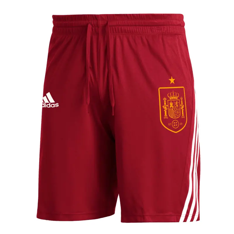 Australia National Team Store – Spain National Team adidas Club Crest Three-Stripe AEROREADY Shorts – Red Football Gear Selection