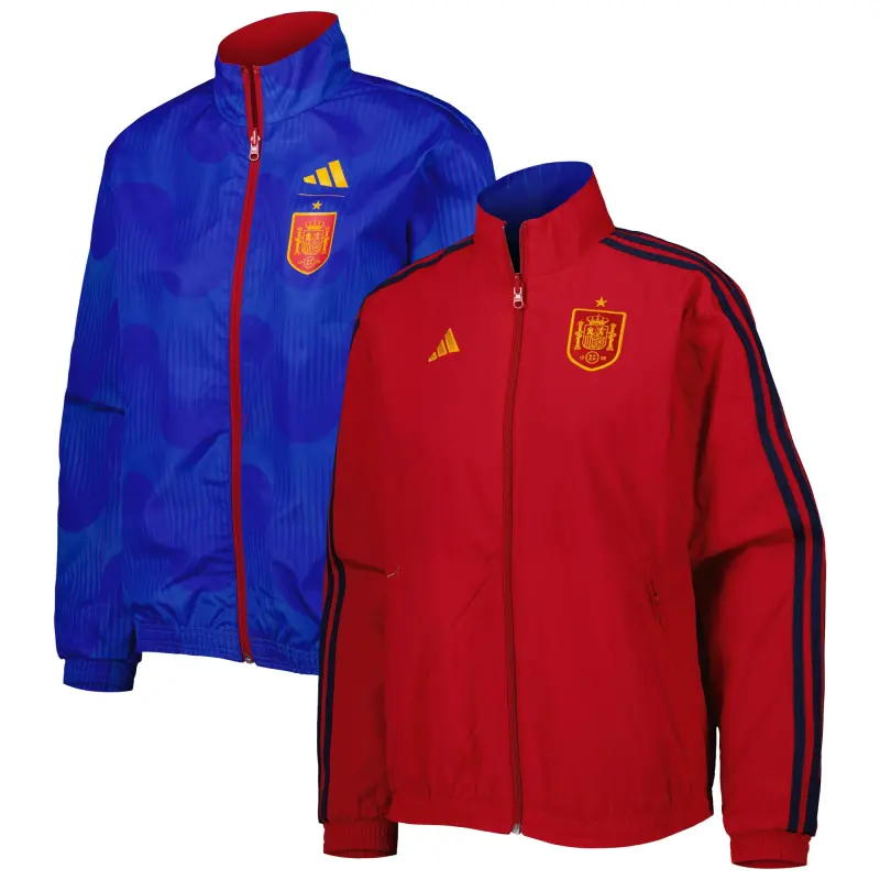 Australia National Team Store – Spain National Team adidas Women’s Anthem AEROREADY Reversible Full-Zip Jacket – Red/Blue Football Gear Selection